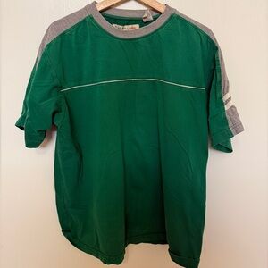 Point Zero Green Crewneck Raglan Sleeve T-Shirt with Gray Accents